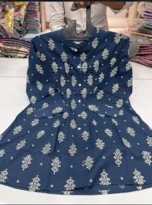 Navy Blue Printed Cotton Kurti