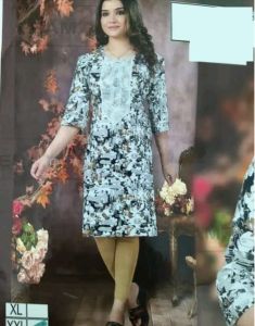 Printed Round Neck Kurti Set