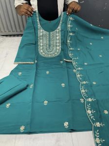 Teal Blue Festive Wear Suit Set