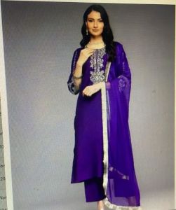 Violet Embroidered Cotton Suit Set