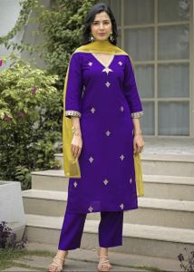 Voilet Straight Cut Suit Set