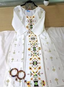 White Crepe Fabric Printed Straight Kurti