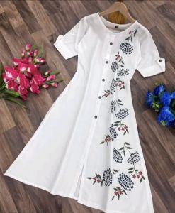 White Floral Print Fit and Flare Midi Dress