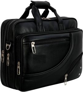 Black Leather Laptop Breafcase Bag
