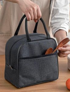 Grey Insulated Lunch Box Bag