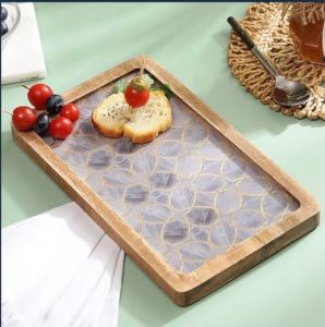 Enamel Coated Rectangular Wooden Platter