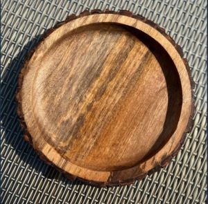 8 Inch Round Wooden Bark Platter