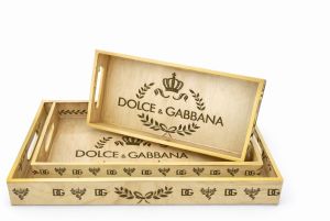 Brand Logo Printed MDF Rectangular Tray Set