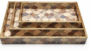 Classic Rectangular Wooden Serving Tray Set