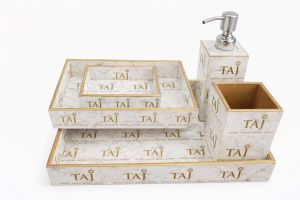 Designer Wooden Bathroom Accessories Set