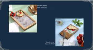 Enamel Coated Rectangular Wooden Platter