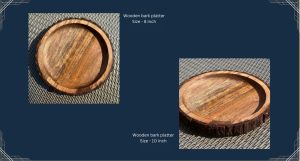 10 Inch Round Wooden Bark Platter