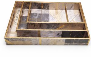 Minimal Rectangular Wooden Serving Tray Set