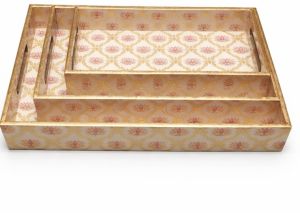 Modern Rectangular Wooden Serving Tray Set