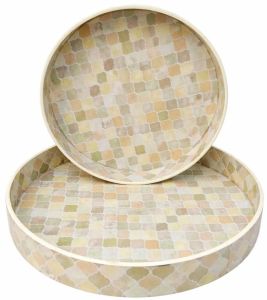Mosaic Pattern Round MDF Tray Set