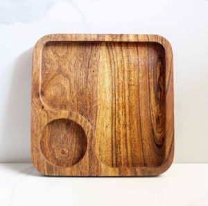 Rustic Square Wooden Coffee Plate