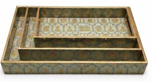 Traditional Jharoka Design Rectangular Wooden Serving Tray Set