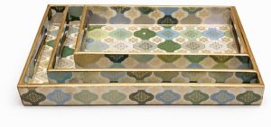 Traditional Wooden Rectangular Tray Set