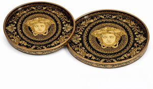 Golden Versace Round MDF Serving Tray Set