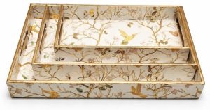 Wooden Rectangular Food Serving Tray Set