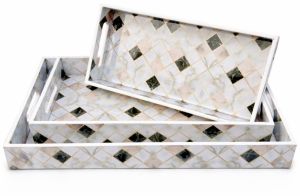 Wooden Rectangular Tray Set