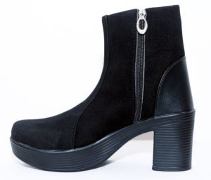 Ladies Black Velvet Heel Shoes