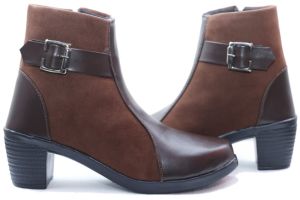 Ladies Contrast Brown Heel Shoes