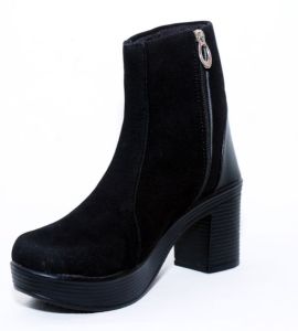 Ladies Black Velvet Heel Shoes