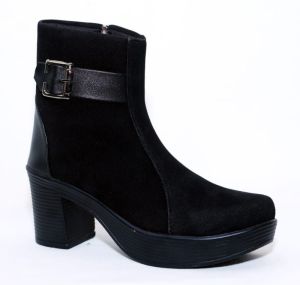 Ladies Black Velvet Heel Shoes