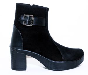 Ladies Black Velvet Heel Shoes