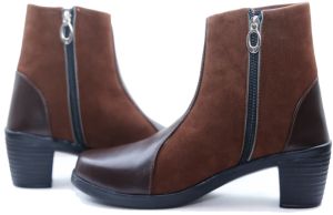 Ladies Contrast Brown Heel Shoes