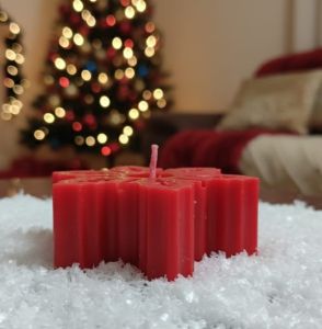 Decorative Red Soy Wax Snowflake Candle