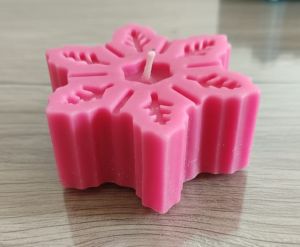 Pink Soy Wax Snowflake Candle