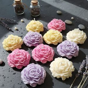 Multicolor Soy Wax Peony Flower Candle