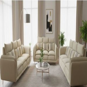 Classic Cream Fabric Sofa Set