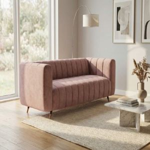 Modern Blush Fabric Two Seater Sofa