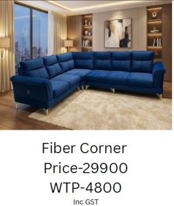 Deep Blue Fabric L Shape Corner Sofa Set