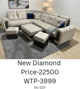 Light Grey Fabric Corner Sofa Set