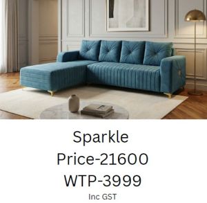 Teal Blue Fabric Corner Sofa Set