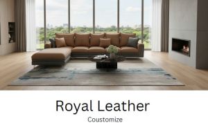 Premium Brown Leather Finish Corner Sofa Set