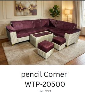 Velvet Plum Fabric Corner Sofa Set