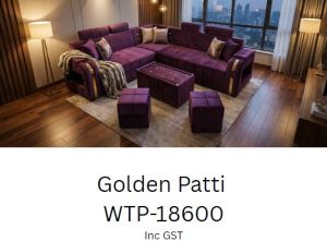 Plush Purple Fabric Corner Sofa Set