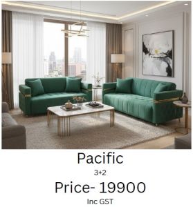 Elegant Green Fabric Sofa Set
