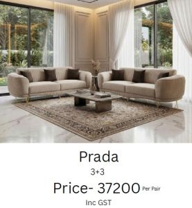 Luxury Beige Fabric Sofa Set
