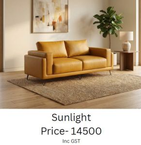Mustard Yellow Two Seater Fabric Sofa