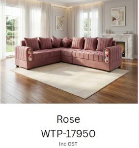 Blush Pink Fabric Corner Sofa Set