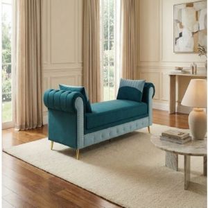 Velvet Blue Chaise Lounge Sofa