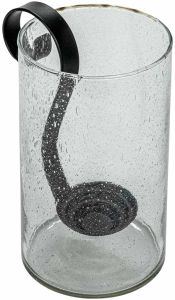 Bubble Glass Hurricane with Metal Candle Holder