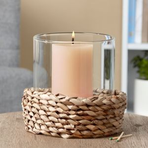 Glass Hurricane Candle Holder with Cane