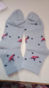 Light Grey Printed Ankle Length Ladies Socks